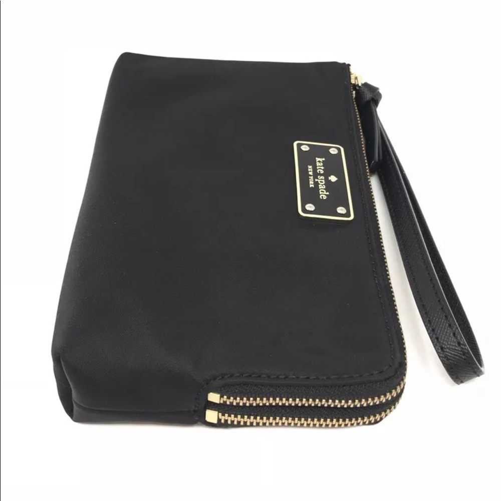 New Kate Spade ♠️ Black double zip Wristlet - Picture 2 of 7
